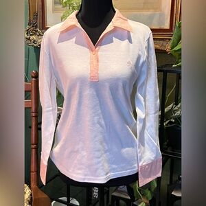 Vintage Ralph Lauren White and Pink Button Down Shirt